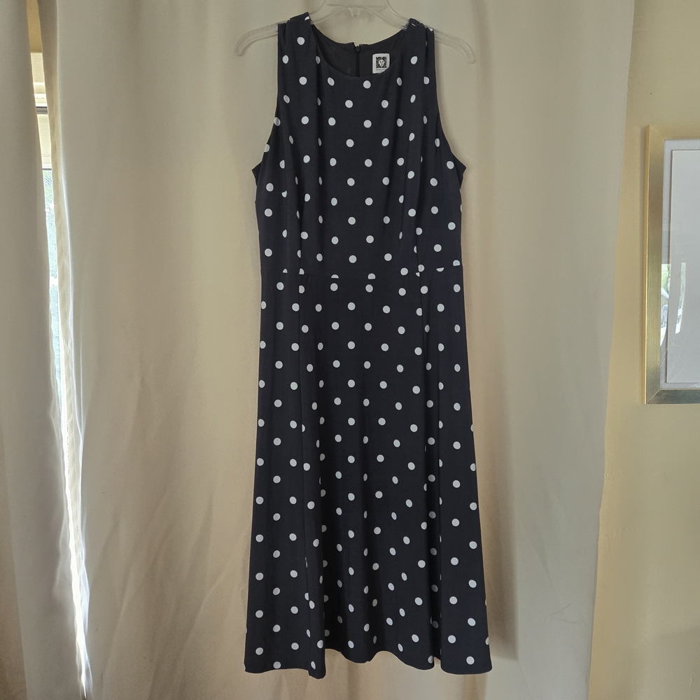 Anne Klein Gray and White Halter Midi Sundress